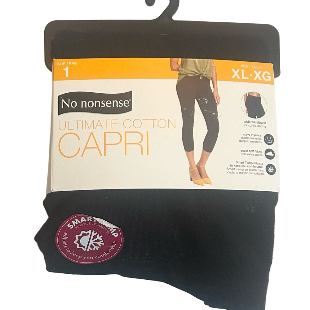No Nonsense Woman’s Ultra Soft Cotton Capri Leggings Black Size XL  NWT